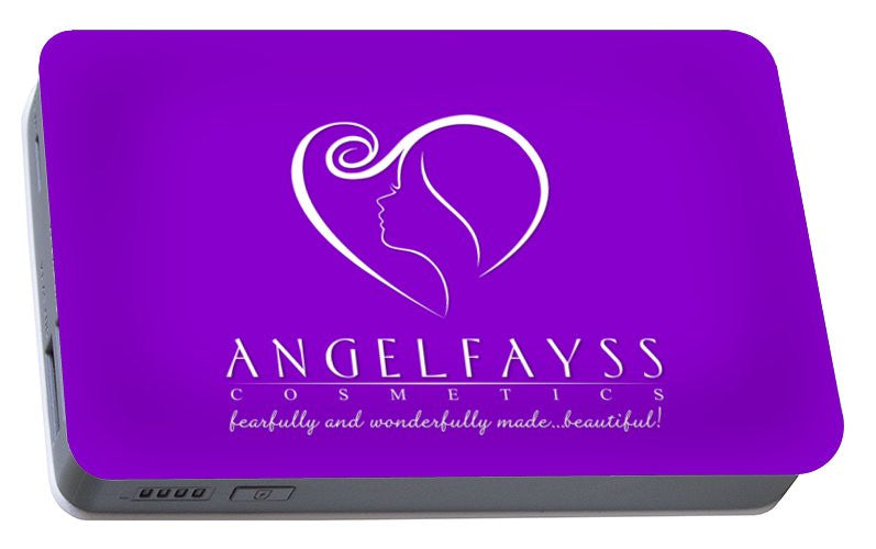 White & Purple AngelFayss Portable Battery Charger
