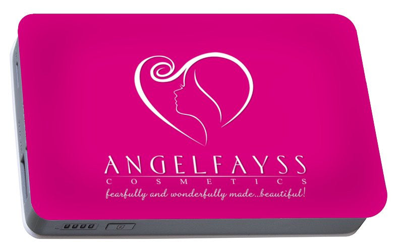 White & Pink AngelFayss Portable Battery Charger