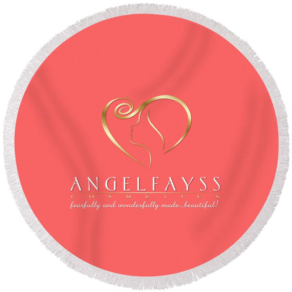 Gold & Coral AngelFayss Round Beach Towel