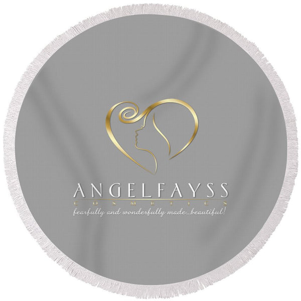 Gold & Grey AngelFayss Round Beach Towel