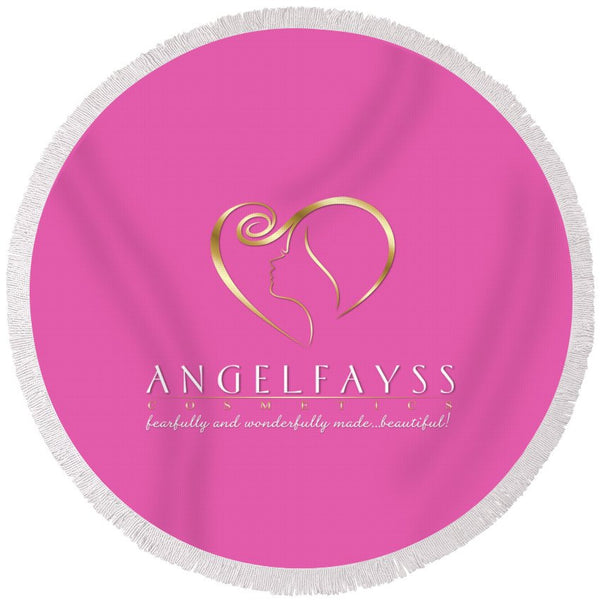 Gold & Light Pink AngelFayss Round Beach Towel