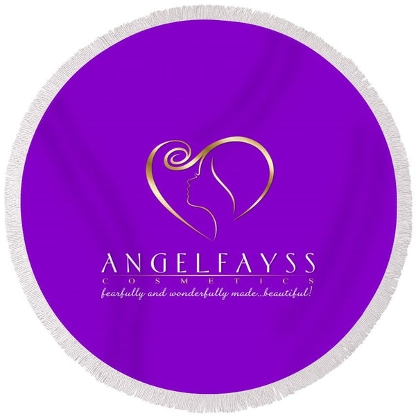 Gold & Purple AngelFayss Round Beach Towel