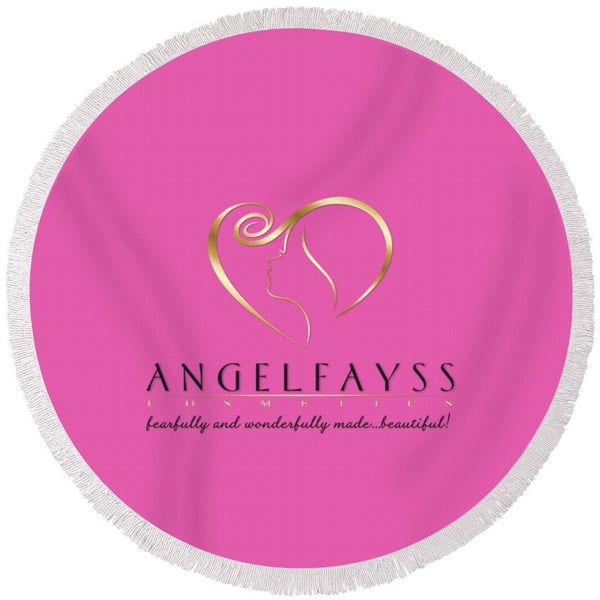 Gold, Black & Light Pink AngelFayss Round Beach Towel
