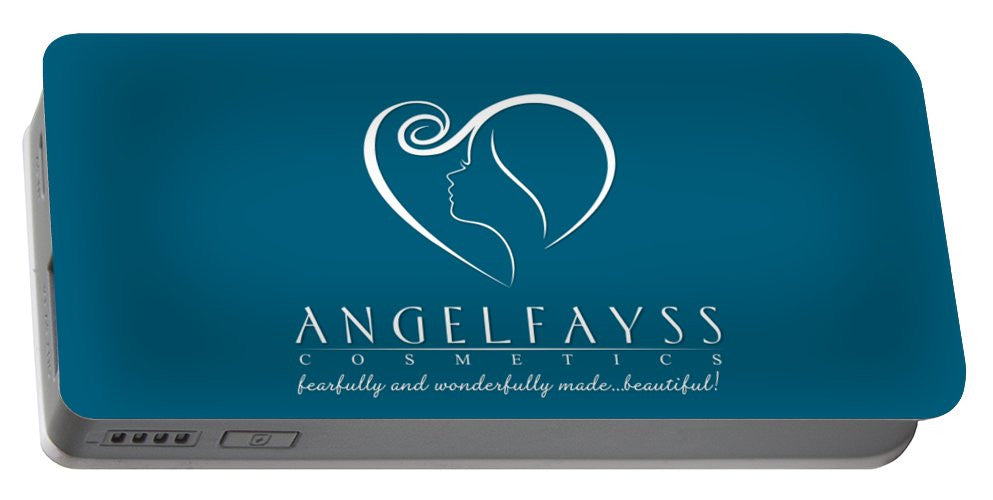 White & Aqua AngelFayss Portable Battery Charger