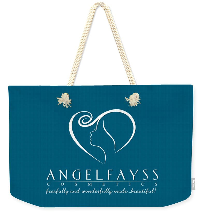 White & Aqua AngelFayss Weekender Tote Bag