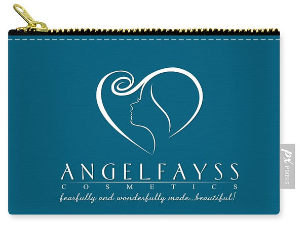 White & Aqua AngelFayss Carry-All Pouch