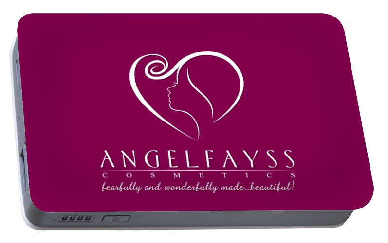 White & Magenta AngelFayss Portable Battery Charger